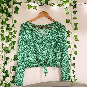 Green floral blouse!
